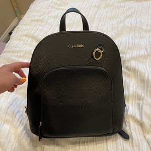 Like new black Calvin Klein leather backpack